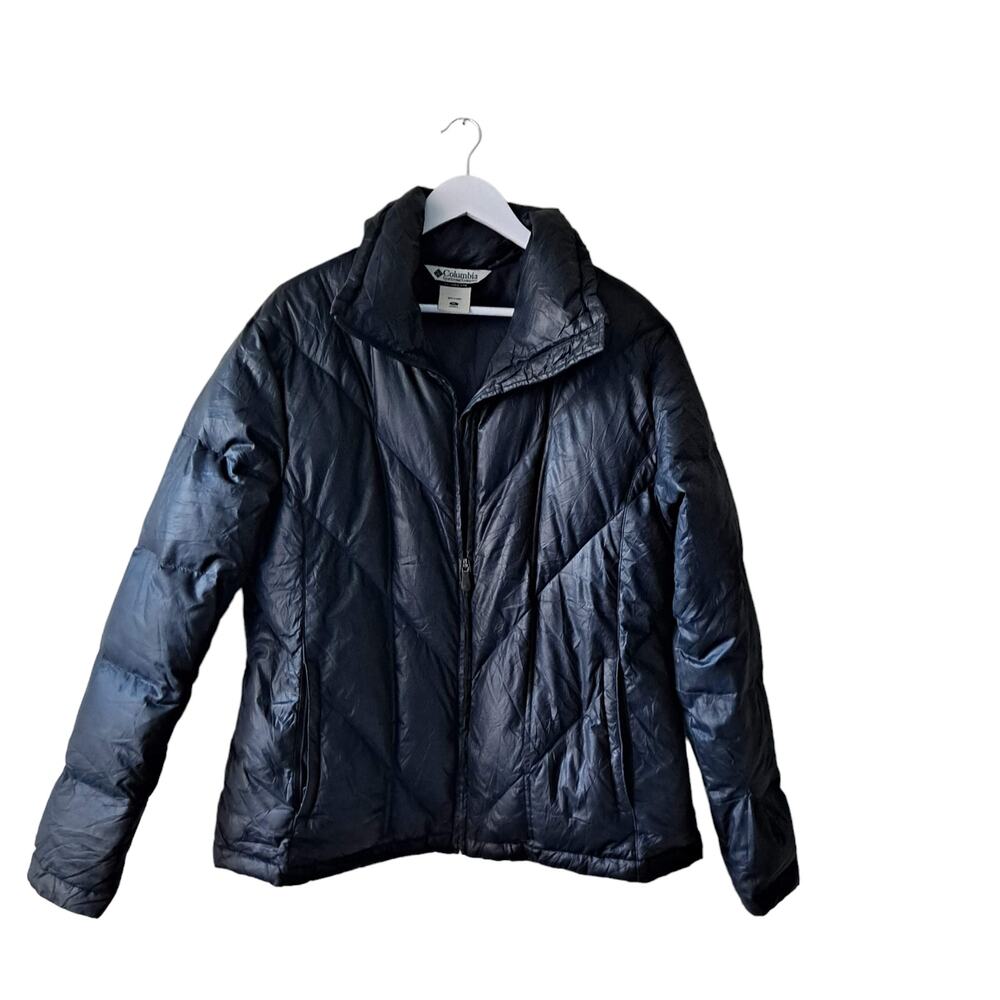 Columbia Womens Blue Black High Neck Full Zip LS Omni Shield Puffer Jacket - XL